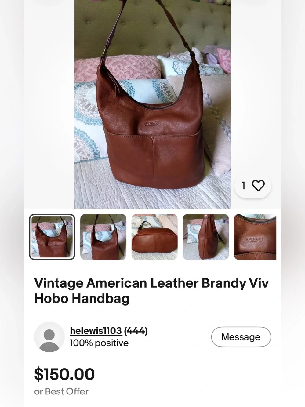 NWOT! American Leather Co. Viv Leather Hobo cognac color